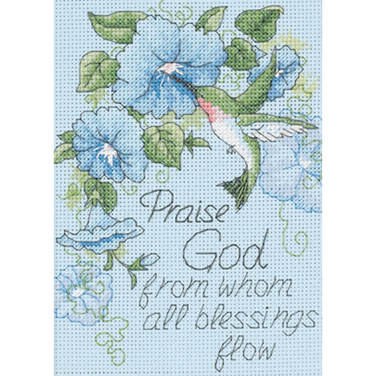 Dimensions Counted Cross Stitch Kit 5"X7"-Hummingbird & Morning Glories